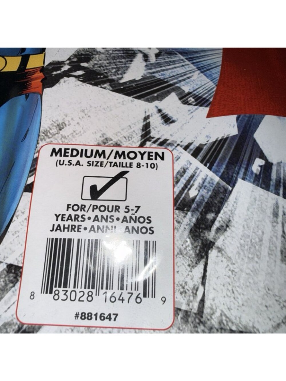 DC Comics Superman Child Costume Boys M 8-10 Halloween Jumpsuit Cape Rubie's NEW - Picture 3 of 4